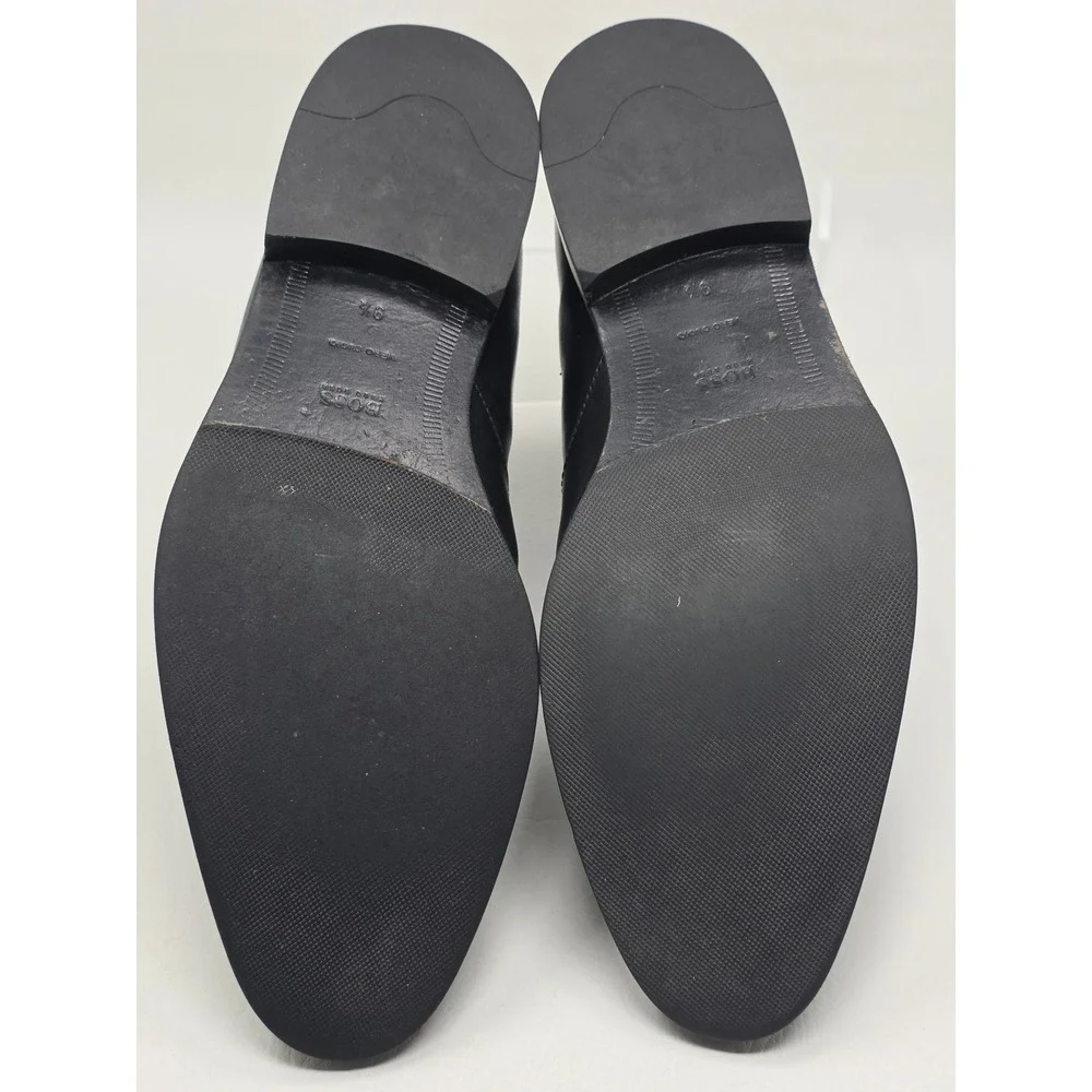 Hugo Boss Mens Black Leather Chelsea Boots 50388428 Size 9.5 Almond Toe Dress
